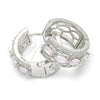 Rhodium Gold Filled Huggie Hoop, with Pink and White Cubic Zirconia, Polished, Rhodium Finish, 02.210.0086.12.15