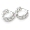 Rhodium Gold Filled Huggie Hoop, with Pink and White Cubic Zirconia, Polished, Rhodium Finish, 02.210.0086.12.15