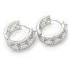 Rhodium Gold Filled Huggie Hoop, with Pink and White Cubic Zirconia, Polished, Rhodium Finish, 02.210.0086.12.15
