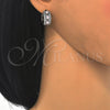 Rhodium Gold Filled Huggie Hoop, with Pink and White Cubic Zirconia, Polished, Rhodium Finish, 02.210.0091.12.15