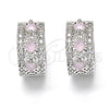 Rhodium Gold Filled Huggie Hoop, with Pink and White Cubic Zirconia, Polished, Rhodium Finish, 02.210.0091.12.15