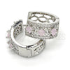 Rhodium Gold Filled Huggie Hoop, with Pink and White Cubic Zirconia, Polished, Rhodium Finish, 02.210.0091.12.15