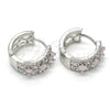 Rhodium Gold Filled Huggie Hoop, with Pink and White Cubic Zirconia, Polished, Rhodium Finish, 02.210.0091.12.15