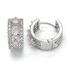 Rhodium Gold Filled Huggie Hoop, with Pink and White Cubic Zirconia, Polished, Rhodium Finish, 02.210.0091.12.15