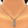 Rhodium Gold Filled Earring and Pendant Adult Set, with Pink and White Cubic Zirconia, Polished, Rhodium Finish, 10.210.0061.11