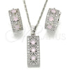 Rhodium Gold Filled Earring and Pendant Adult Set, with Pink and White Cubic Zirconia, Polished, Rhodium Finish, 10.210.0061.11