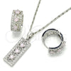 Rhodium Gold Filled Earring and Pendant Adult Set, with Pink and White Cubic Zirconia, Polished, Rhodium Finish, 10.210.0061.11