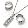 Rhodium Gold Filled Earring and Pendant Adult Set, with Pink and White Cubic Zirconia, Polished, Rhodium Finish, 10.210.0061.11