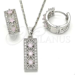 White Gold Filled Ring — Earring and Pendant Adult Set with Pink and — main product view — SKU 122348 | Oro Laminado Blanco anillo — Earring and Pendant Adult Set with Pink and — SKU 122348