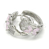Rhodium Gold Filled Huggie Hoop, Flower Design, with Pink and White Cubic Zirconia, Polished, Rhodium Finish, 02.210.0087.12.15