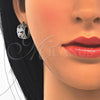 Rhodium Gold Filled Earring and Pendant Adult Set, Flower Design, with White Cubic Zirconia, Polished, Rhodium Finish, 10.210.0062.7