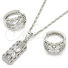 Rhodium Gold Filled Earring and Pendant Adult Set, Flower Design, with White Cubic Zirconia, Polished, Rhodium Finish, 10.210.0062.7