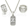 Rhodium Gold Filled Earring and Pendant Adult Set, Flower Design, with White Cubic Zirconia, Polished, Rhodium Finish, 10.210.0062.7