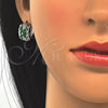 Rhodium Gold Filled Earring and Pendant Adult Set, Flower Design, with Green and White Cubic Zirconia, Polished, Rhodium Finish, 10.210.0062.9