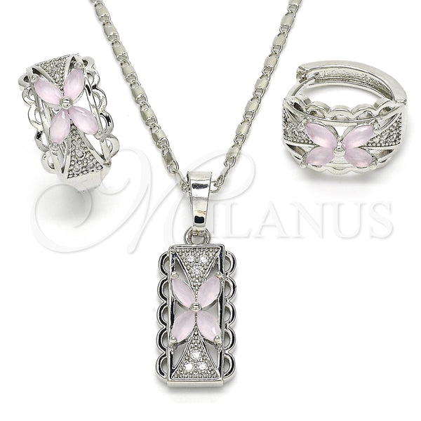 White Gold Filled Ring — Earring and Pendant Adult Set Flower Design with — main product view — SKU 122362 | Oro Laminado Blanco anillo — Earring and Pendant Adult Set flor diseño with — SKU 122362