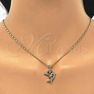 Gold Filled Necklace — Pendant Necklace Dolphin Design with White Cubic Zirconia — main product view — SKU 122386 | Oro Laminado collar — Pendant Necklace Dolphin diseño with blanco Cubic Zirconia — SKU 122386