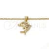 Oro Laminado Pendant Necklace, Gold Filled Style Dolphin Design, with White Cubic Zirconia, Polished, Golden for wholesale, additional product view 5