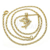 Oro Laminado Pendant Necklace, Gold Filled Style Dolphin Design, with White Cubic Zirconia, Polished, Golden for wholesale, additional product view 6