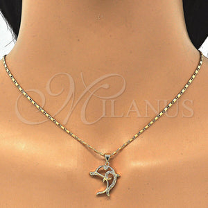 Gold Filled Necklace — Pendant Necklace Dolphin Design with White Cubic Zirconia — main product view — SKU 122387 | Oro Laminado collar — Pendant Necklace Dolphin diseño with blanco Cubic Zirconia — SKU 122387