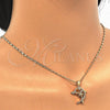 Oro Laminado Pendant Necklace, Gold Filled Style Dolphin Design, with White Cubic Zirconia, Polished, Golden Finish, 04.156.0153.20 (02 MM Thickness, 20 Inches Length)