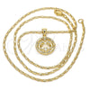 Oro Laminado Pendant Necklace, Gold Filled Style Dolphin Design, with White Cubic Zirconia, Polished, Golden Finish, 04.156.0154.20 (02 MM Thickness, 20 Inches Length)