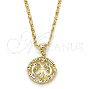 Gold Filled Necklace — Pendant Necklace Dolphin Design with White Cubic Zirconia — main product view — SKU 122388 | Oro Laminado collar — Pendant Necklace Dolphin diseño with blanco Cubic Zirconia — SKU 122388