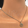 Oro Laminado Pendant Necklace, Gold Filled Style Dolphin Design, with White Cubic Zirconia, Polished, Golden Finish, 04.156.0155.20 (02 MM Thickness, 20 Inches Length)