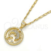 Oro Laminado Pendant Necklace, Gold Filled Style Dolphin Design, with White Cubic Zirconia, Polished, Golden Finish, 04.156.0155.20 (02 MM Thickness, 20 Inches Length)