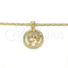 Oro Laminado Pendant Necklace, Gold Filled Style Dolphin Design, with White Cubic Zirconia, Polished, Golden Finish, 04.156.0155.20 (02 MM Thickness, 20 Inches Length)