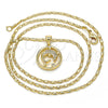 Oro Laminado Pendant Necklace, Gold Filled Style Dolphin Design, with White Cubic Zirconia, Polished, Golden Finish, 04.156.0155.20 (02 MM Thickness, 20 Inches Length)