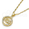 Oro Laminado Pendant Necklace, Gold Filled Style Dolphin Design, with White Cubic Zirconia, Polished, Golden Finish, 04.156.0156.20 (02 MM Thickness, 20 Inches Length)