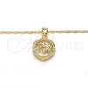 Oro Laminado Pendant Necklace, Gold Filled Style Dolphin Design, with White Cubic Zirconia, Polished, Golden Finish, 04.156.0156.20 (02 MM Thickness, 20 Inches Length)