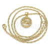 Oro Laminado Pendant Necklace, Gold Filled Style Dolphin Design, with White Cubic Zirconia, Polished, Golden Finish, 04.156.0156.20 (02 MM Thickness, 20 Inches Length)