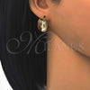 Oro Laminado Small Hoop, Gold Filled Style Owl and Elephant Design, Polished, Tricolor, 02.106.0032.1.20