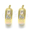 Oro Laminado Small Hoop, Gold Filled Style Owl and Elephant Design, Polished, Tricolor, 02.106.0032.1.20