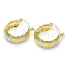 Oro Laminado Small Hoop, Gold Filled Style Owl and Elephant Design, Polished, Tricolor, 02.106.0032.1.20
