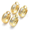 Oro Laminado Small Hoop, Gold Filled Style Owl and Elephant Design, Polished, Tricolor, 02.106.0032.1.20
