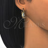 Oro Laminado Small Hoop, Gold Filled Style Elephant Design, Polished, Tricolor, 02.106.0033.1.20
