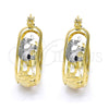 Oro Laminado Small Hoop, Gold Filled Style Elephant Design, Polished, Tricolor, 02.106.0033.1.20