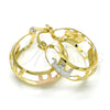 Oro Laminado Small Hoop, Gold Filled Style Elephant Design, Polished, Tricolor, 02.106.0033.1.20