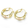Oro Laminado Small Hoop, Gold Filled Style Elephant Design, Polished, Tricolor, 02.106.0033.1.20