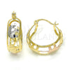 Oro Laminado Small Hoop, Gold Filled Style Elephant Design, Polished, Tricolor, 02.106.0033.1.20