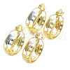 Oro Laminado Small Hoop, Gold Filled Style Elephant Design, Polished, Tricolor, 02.106.0033.1.20