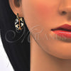 Oro Laminado Small Hoop, Gold Filled Style Dolphin Design, Polished, Tricolor, 02.106.0034.1.20