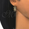 Oro Laminado Small Hoop, Gold Filled Style Dolphin Design, Polished, Tricolor, 02.106.0034.1.20
