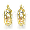 Oro Laminado Small Hoop, Gold Filled Style Dolphin Design, Polished, Tricolor, 02.106.0034.1.20