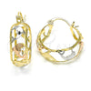 Oro Laminado Small Hoop, Gold Filled Style Dolphin Design, Polished, Tricolor, 02.106.0034.1.20