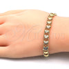 Oro Laminado Fancy Bracelet, Gold Filled Style Heart Design, Polished, Golden Finish, 03.100.0047.08 (07 MM Thickness, 8 Inches Length)
