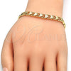 Oro Laminado Fancy Bracelet, Gold Filled Style Heart Design, Polished, Golden Finish, 03.100.0047.08 (07 MM Thickness, 8 Inches Length)