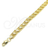 Oro Laminado Fancy Bracelet, Gold Filled Style Heart Design, Polished, Golden Finish, 03.100.0047.08 (07 MM Thickness, 8 Inches Length)